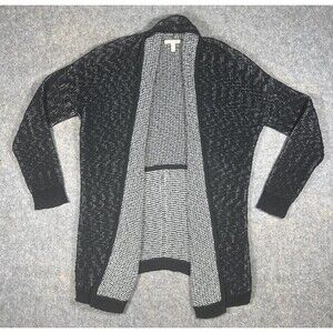 Eileen Fisher Oversized Cardigan Women’s S Black Grey Long Shawl Sweater Organic